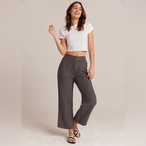 BELLA DAHL Pants - Bella Dahl Linen Blakely Wide Leg Crop Pants Charcoal Shadow Gray Size 30